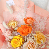 Peach - 7 Preserved Flowers Bouquet