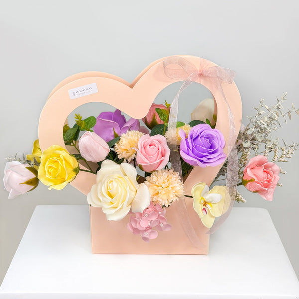 Designer's Choice Soap Flowers Heart Carrier - Aromatears flowerBasket