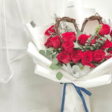 Wooden Frame Sweetheart Fresh Rose Bouquet - Aromatears flowerCustom