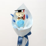 Graduation Single Soap Rose Bouquet w/ Grad Bear (Cone Wrapping)