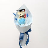 Graduation Single Soap Rose Bouquet w/ Grad Bear (Cone Wrapping)