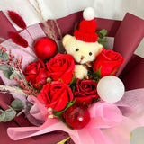 Winter Soap Flowers Bouquet - Medium (Winter/ Santa Bear Included)