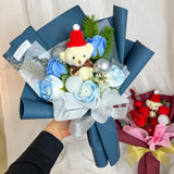 Winter Soap Flowers Bouquet - Medium (Winter/ Santa Bear Included)