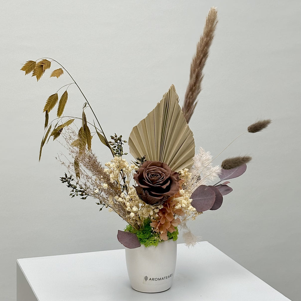 (Limited) Chocolate - Designer's Choice Single Preserved Roses Centerpiece (Joyce ONLY)