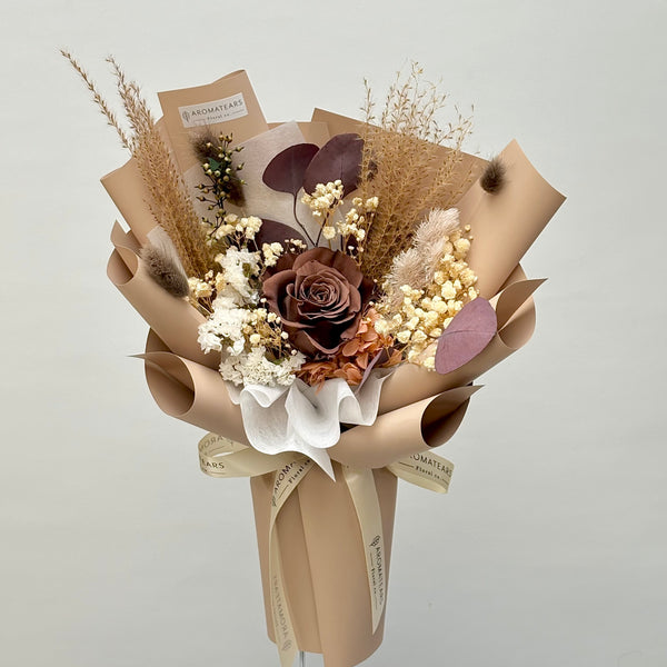 (Limited) Chocolate - Single Preserved Rose Bouquet (Joyce ONLY)Available from Oct 13th