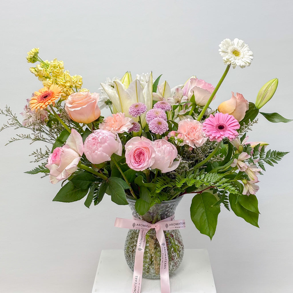 Designer's Choice Peony & Lily Fresh Flower Vase