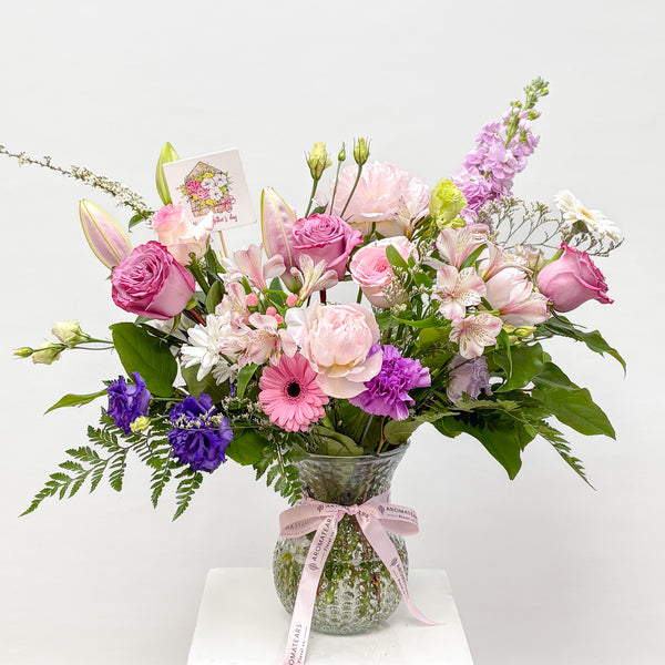 Designer's Choice Peony & Lily Fresh Flower Vase