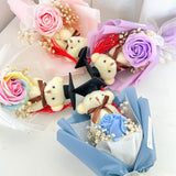 (Unavailable May 4th - 12th) Graduation Single Soap Rose Bouquet (Included Grad Bear)