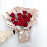 Red (Beige) - Romantic Fresh Roses Bouquet