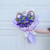 Fresh Statice Flower Bouquet (With Wooden Heart)  - Purple