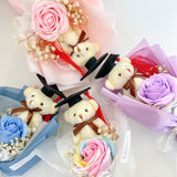 Graduation Single Soap Rose Bouquet (Included Grad Bear) - Aromatears flower Uncategorized
