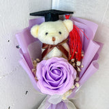 Graduation Single Soap Rose Bouquet (Included Grad Bear) - Aromatears flower Uncategorized