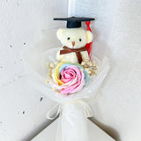 Graduation Single Soap Rose Bouquet (Included Grad Bear) - Aromatears flower Uncategorized