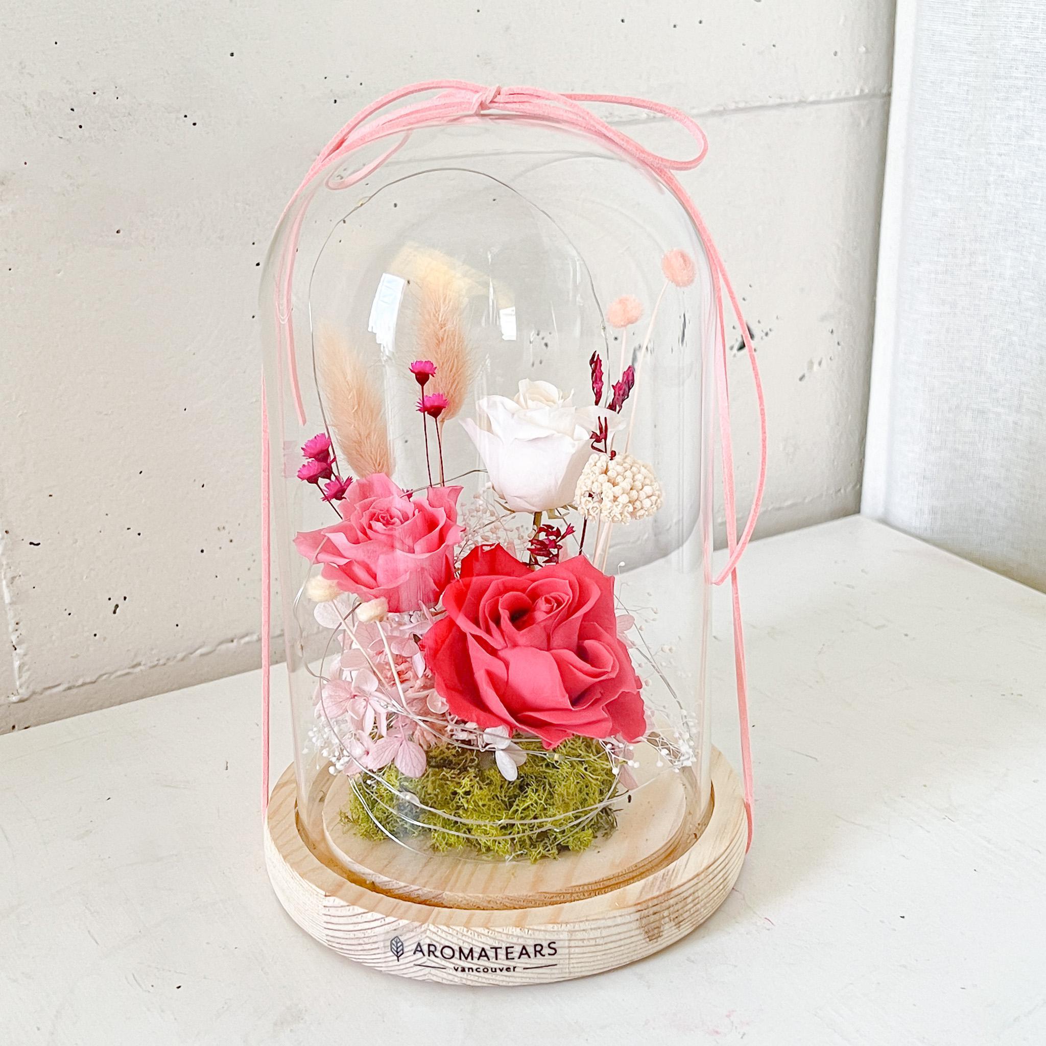 Preserved Roses Flowers Light Dome - Aromatears flower Preserved Roses