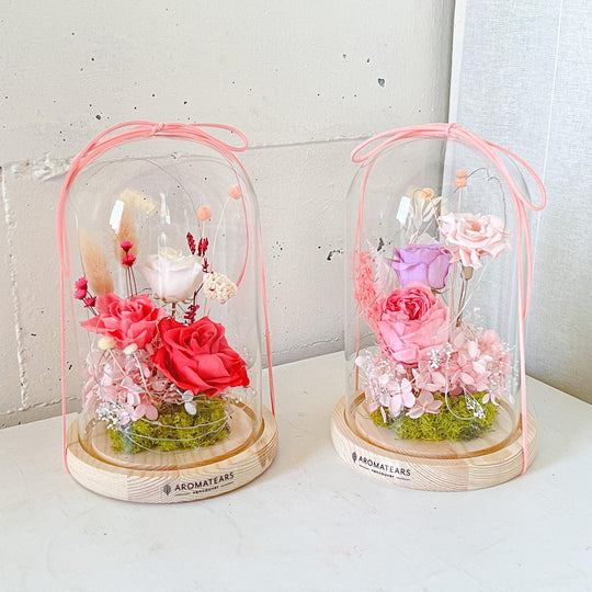 Preserved Roses Flowers Light Dome