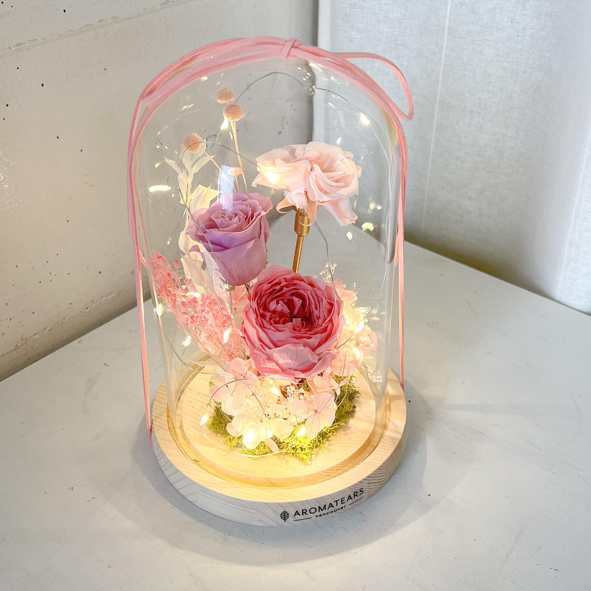 Preserved Roses Flowers Light Dome - Aromatears flower Preserved Roses