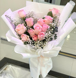Romantic 12 Fresh Roses Bouquet - Aromatears flower Fresh Roses