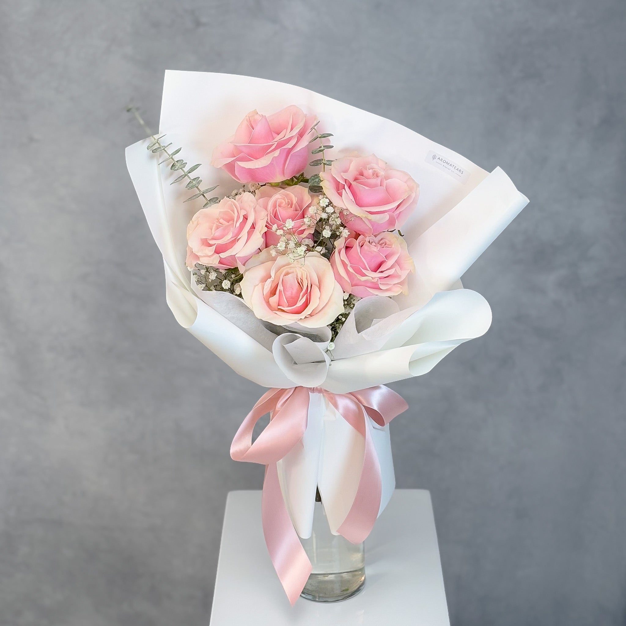 Romantic 6 Fresh Roses Bouquet - Aromatears flower Fresh Roses