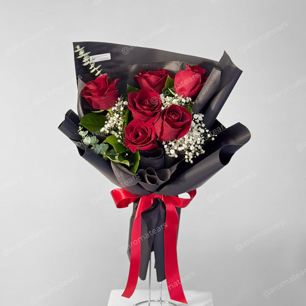 Romantic 6 Fresh Roses Bouquet