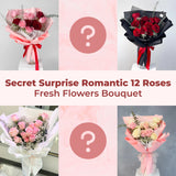 Secret Surprise Romantic 12 Roses Fresh Flower Bouquet - Aromatears flower Designer Choice