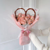 Wooden Frame Sweetheart Fresh Rose Bouquet - Aromatears flower Custom