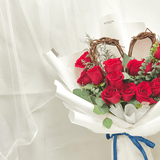 Wooden Frame Sweetheart Fresh Rose Bouquet - Aromatears flower Custom