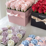 bloom box, flower design, red roses, decorations, soap flower, fresh flower